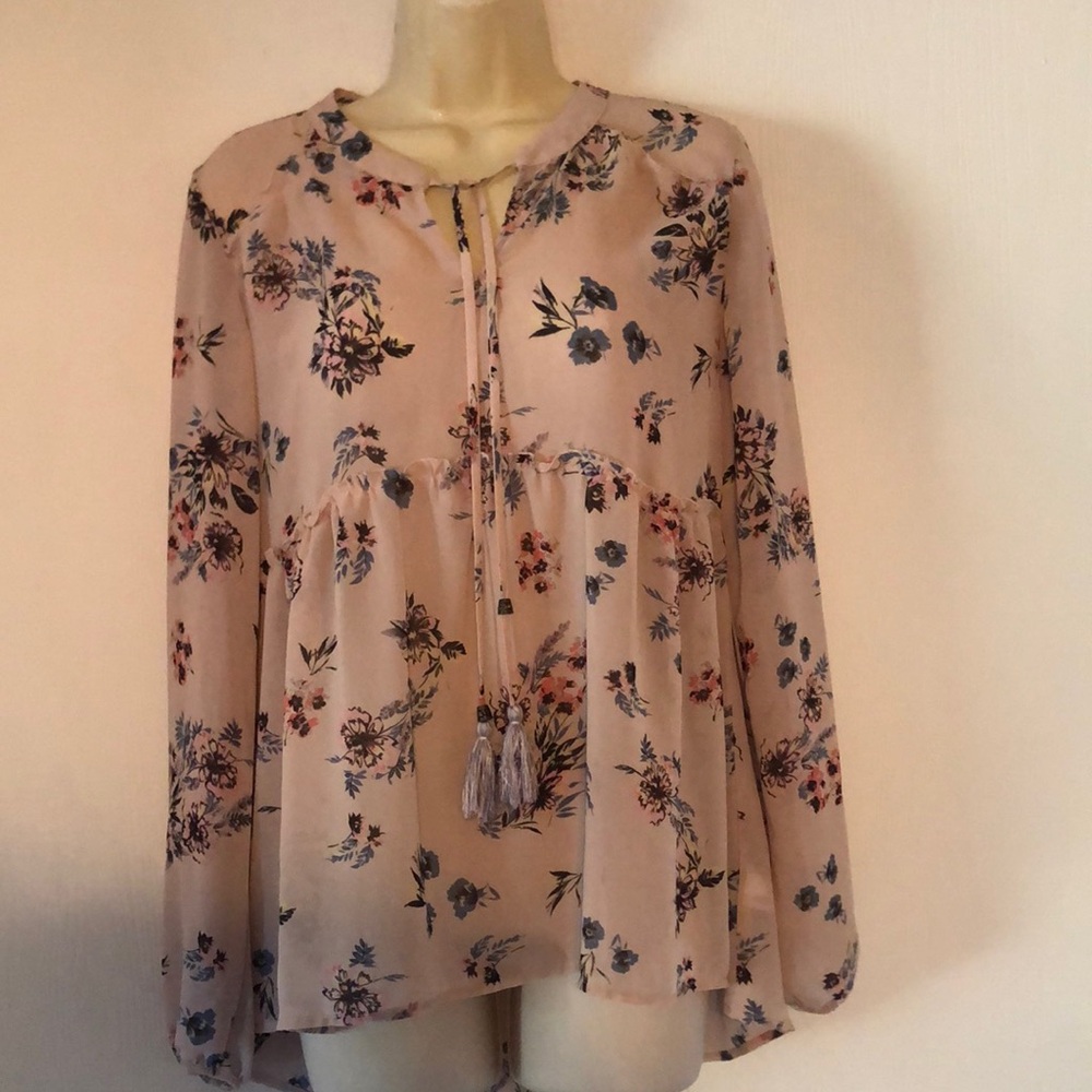 Woman’s spring Easter Knox Rose sheer dainty pink floral blouse top